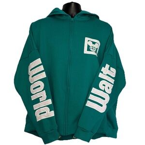 Walt Disney World Spirit Jersey Hoodie Men XXL Teal Mickey Sweatshirt Jacket